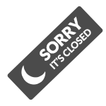Sign that says "Sorry it's closed" over closed application types